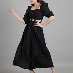 DRAPE AND DAZZLE Square Neck Puff Sleeve Maxi Dress-picture-14