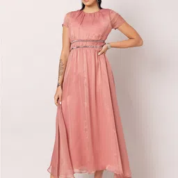 FabAlley Pink & Embellished Chiffon Maxi Dress-picture-26