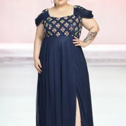 wild U Plus Size Embellished Square Neck Net Maxi Dress-picture-20