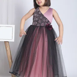 Toy Balloon kids Girls Floral Printed Net Fit and Flare Maxi Dress image 1