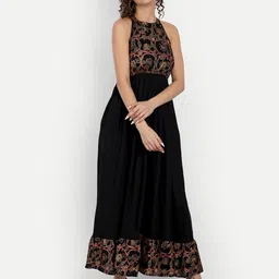 DAEVISH Floral Printed Halter Neck Empire Dress-picture-11