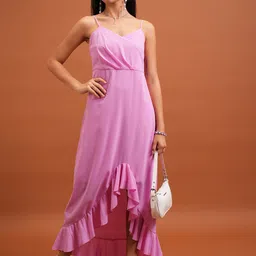 Tokyo Talkies Pink Shoulder Straps Maxi Dress-picture-39