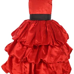 Samsara Couture Girls Red & Black Net Maxi Dress-picture-11