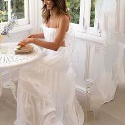 StyleCast White Shoulder Straps Maxi Dress image 1
