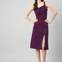 RARE Purple Shoulder Strap A-Line Midi Dress-picture-13