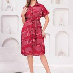 KALINI Women Typography Printed Shirt Midi Dress-image-24