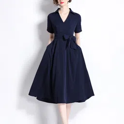 JC Collection Shirt Collar Wrap Midi Dress-image-2