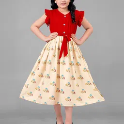 FASHION DREAM Floral Print Flutter Sleeve Crepe Fit & Flare Midi Dress image 1