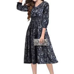 KERI PERRY Ethnic Motif Fit & Flare Midi Dress-picture-19