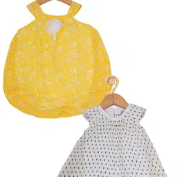 Creative Kids Infant Girls Pack Of 2 Floral Printed Round Neck A-Line Midi Dress-picture-55