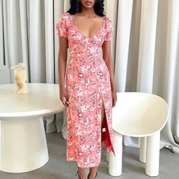 StyleCast Pink Floral Print Fit & Flare Midi Dress-image-27