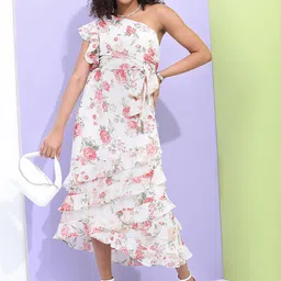 Tokyo Talkies Floral Printed One Shoulder Midi Dress-picture-28