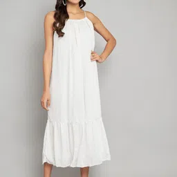 Amagyaa Shoulder Straps Sleeveless A-Line Midi Dress-picture-25