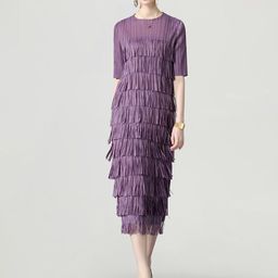 JC Collection Self Design Fringed Sheath Midi Dress-picture-8