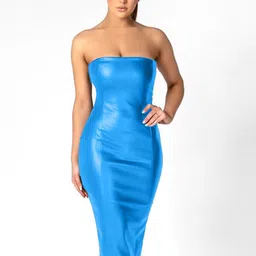 StyleCast Blue Strapless Bodycon Midi Dress-image-1