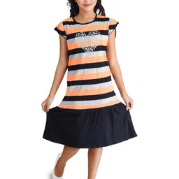 Clothe Funn Multicoloured Striped A-Line Midi Dress-picture-47