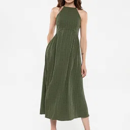RAREISM Striped Empire Midi Dress-image-13