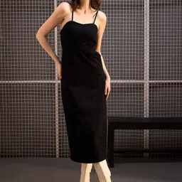 StyleStone Shoulder Straps Corset Style A-Line Midi Dress image 1