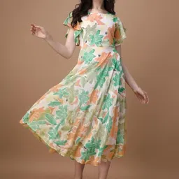 VenderVilla Floral Printed Georgette Midi Dress-picture-36