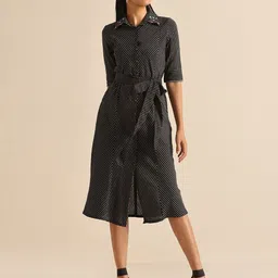 OKHAI Striped Printed Embellished Shirt Midi Dress-image-20