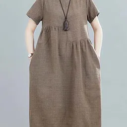 StyleCast Brown Cotton A-Line Midi Dress-picture-14