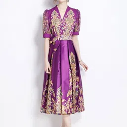 JC Collection Floral Printed A-Line Midi Dress-image-1