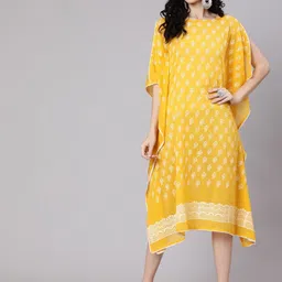 Anouk Ethnic Motifs Print Round Neck Kimono Sleeve Kaftan Midi Casual Dress image 3