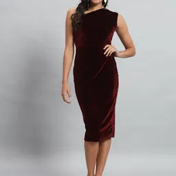 VAARARO One Shoulder Velvet Bodycon Midi Dress-picture-35