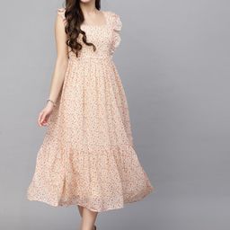 aayu Floral Printed Georgette Fit And Flare Midi Dress-picture-14