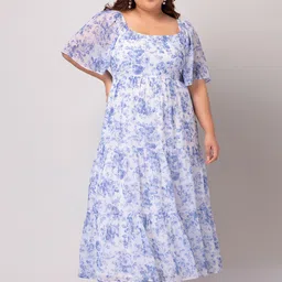 FabAlley Curve Plus Size Floral Print Georgette A-Line Midi Dress-picture-11