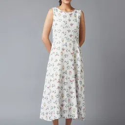 W White Floral Pure Cotton Midi Dress-picture-40