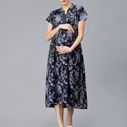 NIGHTSPREE Floral Printed Maternity A-Line Midi Dress-picture-36