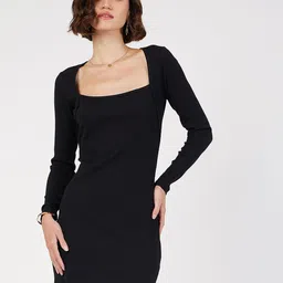 SASSAFRAS Square Neck Sheath Mini Dress-picture-31