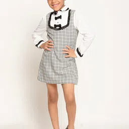 One Friday Checked Shirt Collar A-Line Dress-image-94