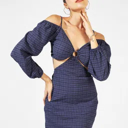 Campus Sutra Checked Sheath Mini Dress-picture-13