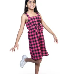 Little Musketeer Girls Checked A-Line Dress-image-10