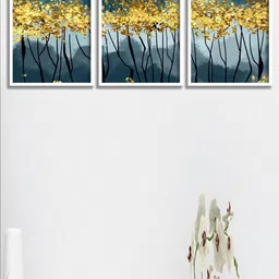 SAF Blue & Black 3 Pieces Nature Art Printed Framed Wall Art-picture-22