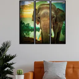999Store Set Of 3 Beautiful Elephant Framed Wall Art Paintings-picture-21
