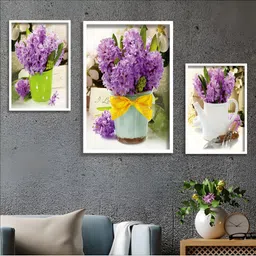 Aura White & Purple 3 Piece Wood Abstract Wall Paintings-picture-25