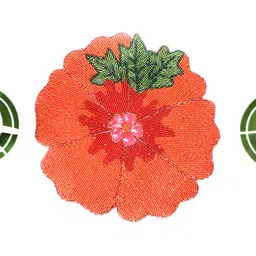 YWULY Peach & Green Floral Embellished Round Table Placemat-picture-36