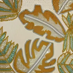 YWULY Beige Embellished Glass-Beaded Floral Dining Table Placemat-picture-13