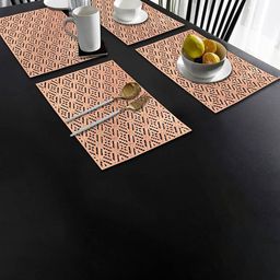 Dakshya Industries Copper Toned 4 Pieces Rectangular Table Placemats-picture-49