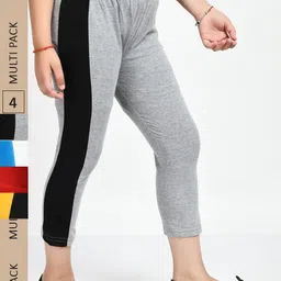 IndiWeaves Girls Pack of 2 Mid-Rise Cotton Capris-image-7