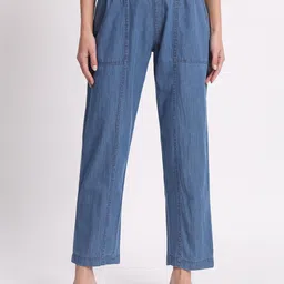 AngelFab Women Relaxed Straight Leg Fit High-Rise Denim Trousers-picture-41