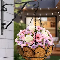 Garden King Set Of 2 Black 12 Inch Swirl Design Coir Hanging Planters-image-89