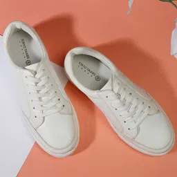 Tokyo Talkies Women White Solid PU Lace-Ups Sneakers-picture-25