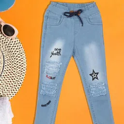 A-Okay Girls Clean Look Embroidered Slim Fit Cotton Denim Jeans-picture-11