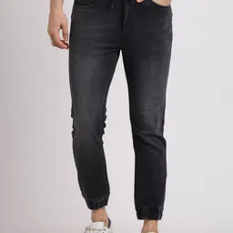 Turtle Men Narrow Jogger Clean Look Mid Rise Heavy Fade Stretchable Jeans-image-2