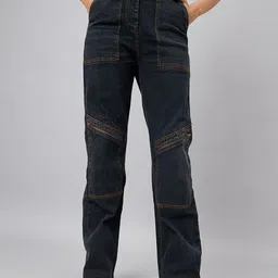 Orchid Blues Women Flared Clean Look High-Rise Cotton Jeans-image-81