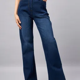 Orchid Blues Women Flared High-Rise Side Slit Cotton Jeans-picture-29